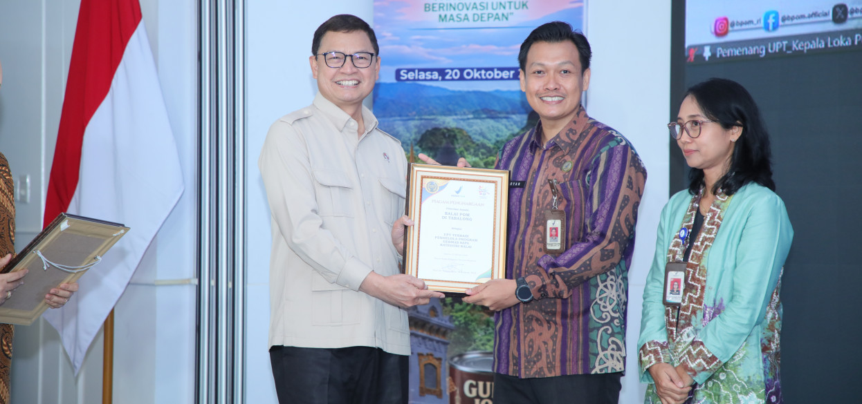 Balai POM di Tabalong Raih Penghargaan UPT Terbaik Pengelola Program GERMAS SAPA Kategori Balai
